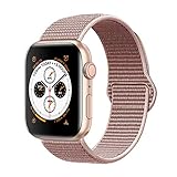 AdMaster Compatible for Apple Watch Band 38mm 40mm, Soft Nylon Sport Loop Replacement Wristband Compatible iWatch Apple Watch Series 4/3/2/1 Rose Pink