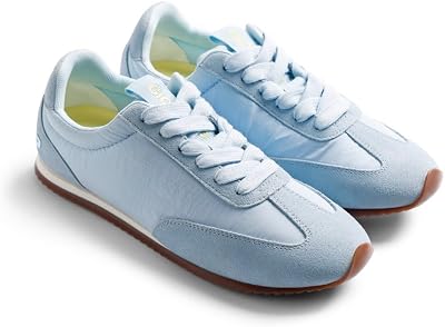 Blair - Zapatillas con Satén y Piel Serraje, Plantilla Acolchada y Extraíble, Cierre Ajustable, Suela Flexible de Caucho, Altura Cuña 1 cm, Color Azul, Talla 36