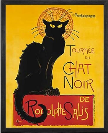 Le Chat Noir The Black Cat Framed Art Print Poster Custom Made Real Wood Charcoal Black Frame 17 18 X 21 18