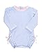 RuffleButts® Baby/Toddler Girls Long Sleeve One Piece Swimsuit - Blue Seersucker with UPF 50+ Sun Protection - 0-3m