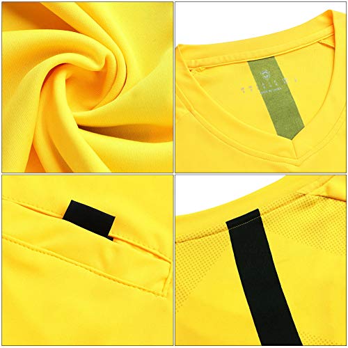 Shinestone Soccer Short Sleeves Referee Jersey Men's Referee Shirt (Yellow, XXX-Large) - Thumbnail 5