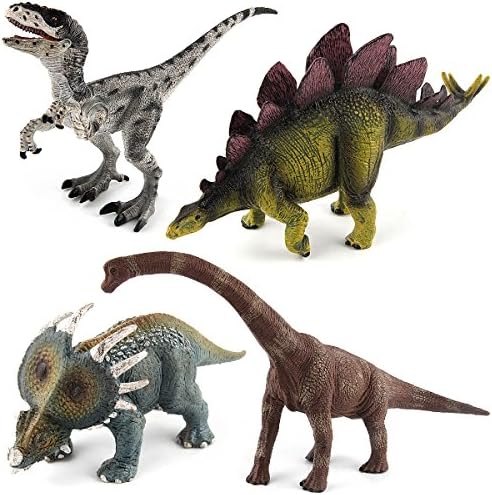 CEKtoys Realistic Looking Dinosaurs Jumbo Plastic Assorted Dinosaur Figures 13" Pack of 4
