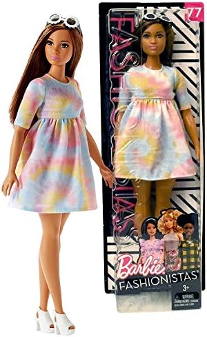 Barbie Year 2017 Fashionistas Series 12 Inch Doll #77 - Curvy Hispanic BARBIE FJF42 in To Tie Dye For Baby Doll Dress with Sunglasses