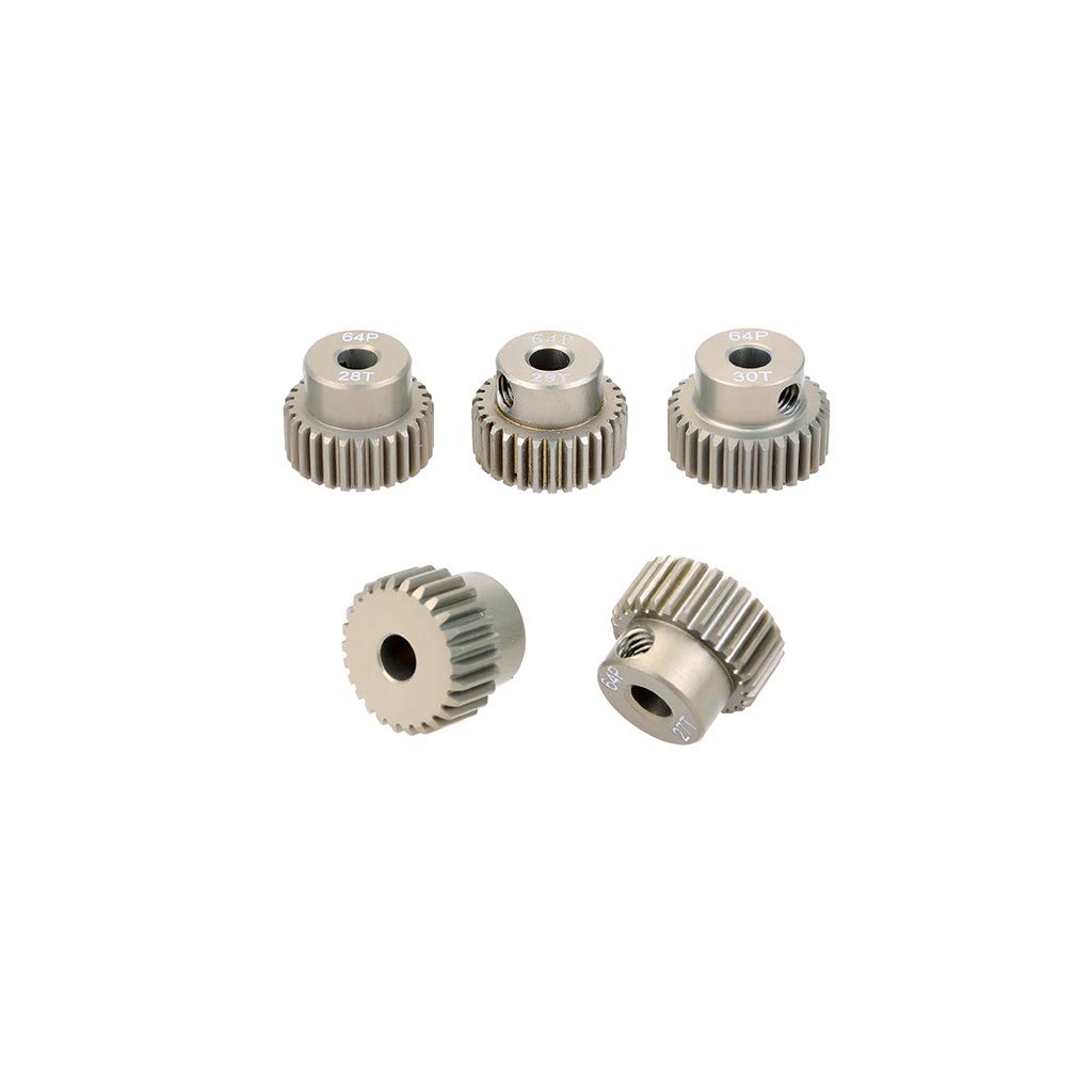 DollaTek 5PCS 26T 27T 28T 29T 30T Pinion Motor Gear Combo Set for 1/10 Rc Car Brushed Brushless Motor