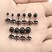 Feramox 316L Stainless Steel Stud Earrings Round Ball Earrings for Men Women Assorted Sizes 5 Pairs 3-7mm (Black)