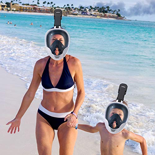 EVOLAND Snorkel Mask Full Face for Kids Youth, Diving Snorkeling Mask Anti-Fog Set with 180° View, GoPro Mount, Easy Breath Dry Top Design, Adjustable Head Straps - Thumbnail 5