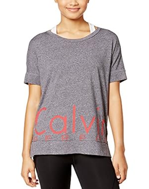 Calvin Klein Women's Performance Logo T-Shirt, Black Heather, Large