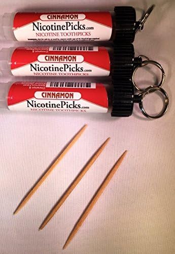 Three-Pack Nicotine Picks - Cinnamon - Nicotine Infused Toothpicks - Great Tasting Alternative to Nicorette, Gum or E-Cigarrettes - 60 Picks Total by Energy Pix