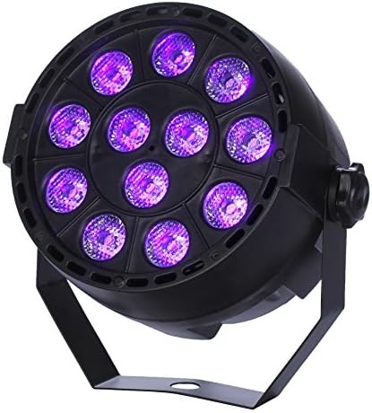 SStechi Stage Light ,3W 12PCS Leds Sound Actived Auto DMX512 UV Strobe Par Black Lights For Disco DJ PUB KTV Party Xmas Bar Show Club (Black)