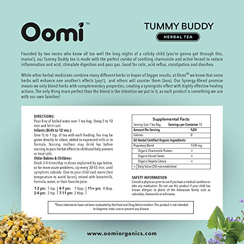 Baby Gas Relief, Colic, & Acid Reflux Relief Herbal Tea by Oomi USDA