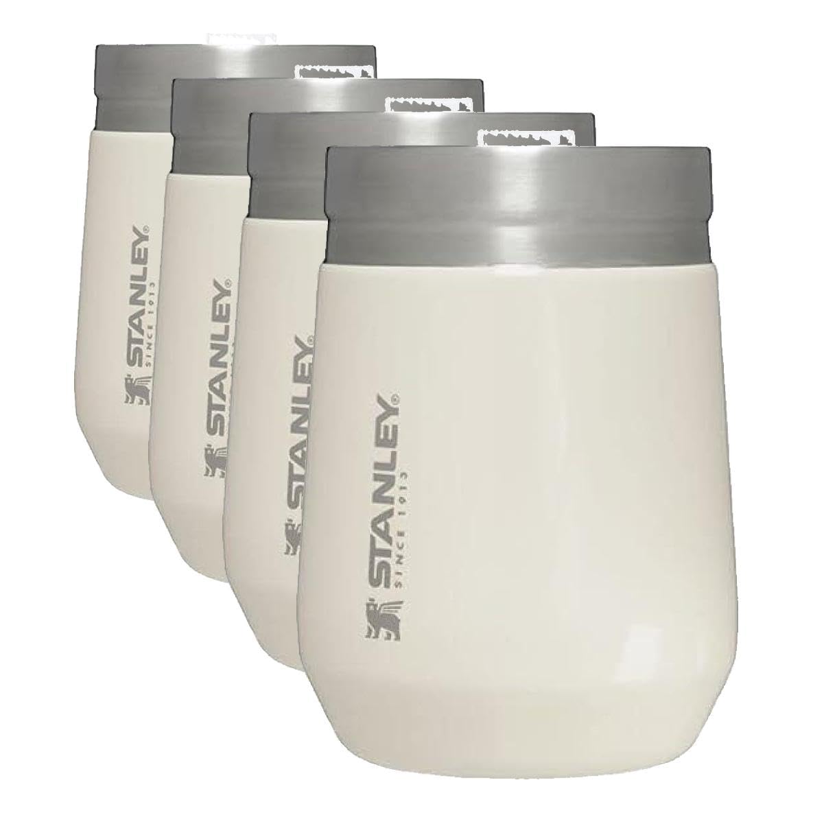 STANLEY Wine Tumbler 10 oz Stainless Steel | Double-Wall Vacuum Insulated | Press Fit Lid | BPA-Free | Cream Gloss | Pack of 4 Image