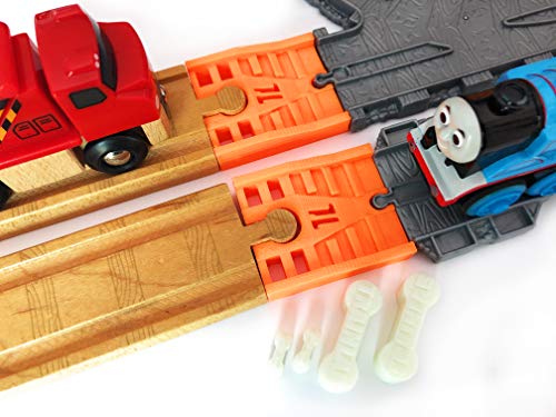 TrainLab Thomas Take-n-Play to Wooden Railway Train Track Adapters with Dog Bones (Orange)