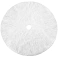Konsait Plush Christmas Tree Skirt - Round Snow White Xmas Tree Mat Base Cover for Holiday Home Decorations, 31Inch/78CM