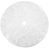 Konsait Plush Christmas Tree Skirt - Round Snow White Xmas Tree Mat Base Cover for Holiday Home Decorations,31Inch/78CM