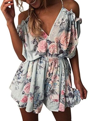 TLTL Womens Summer Holiday Mini Playsuit Ladies Jumpsuit Beach Shorts Mini Dress (XL, Mint Green)