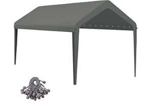 GOTRUTH 10x20 Canopy Replacement Cover, Carport Replacement Canopy Top Cover for 10' x 20' Frame, 800D Heavy Duty Waterproof & UV Protected Car Canopy with Ball Bungees (Frame is not Included) (Gray)