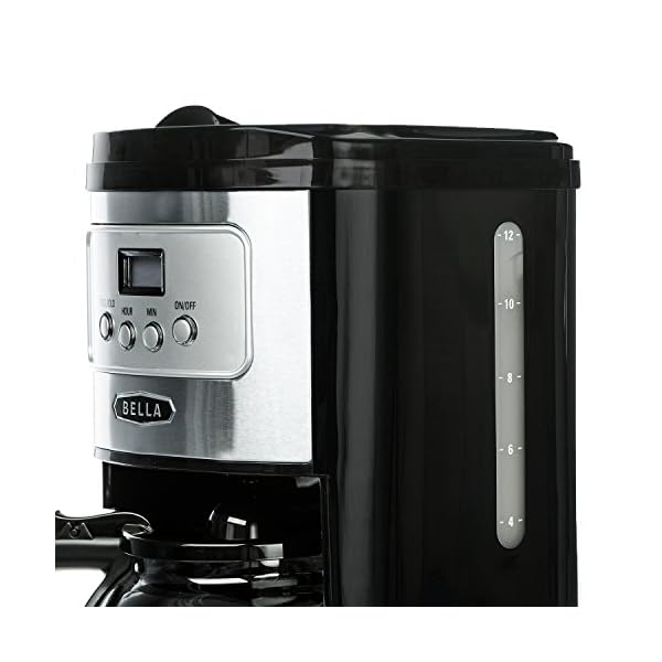 BELLA Classics 12 Cup Programmable Coffee Maker, Bold Brew Stainless