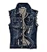 Zicac Men's Top Design Denim Vest Waistcoat with Broken Holes