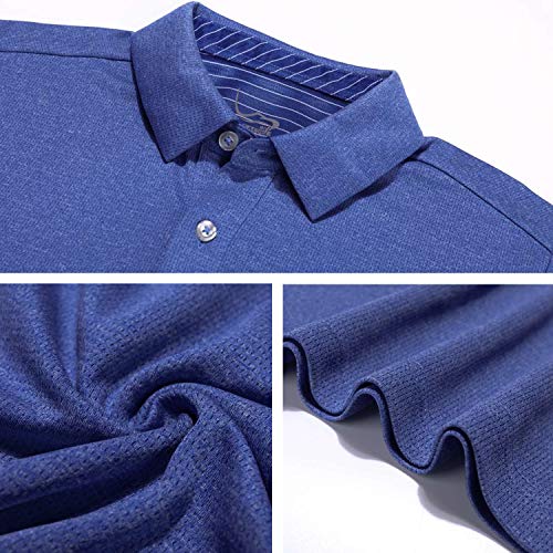image for EAGEGOF Regular Fit Men's Performance Polo Shirt Stretch Tech Golf Shi