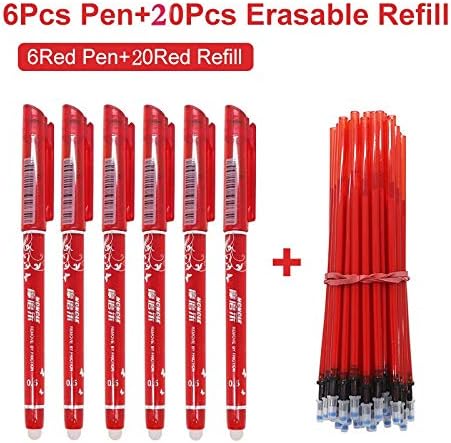 AMSNINK Radierbare Kugelschreiber 6 Stück - 0.5mm Schwarze Tinte Mit Radiergummis