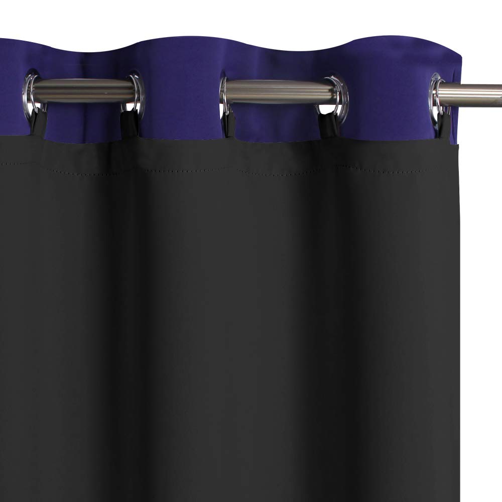 KGORGE Blackout Curtain Liner for Window - Noise Reducing Privacy Protection Sun Block Panels, 100% Room Darkening Drapes Easy Installation Rings Included (1 Pair, W 50 x L 59 inches, Black)