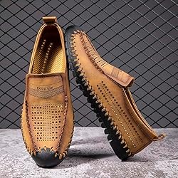 Men's Breathable Perforated Loafers Hand-Stitched