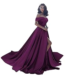 Off Shoulder Satin Prom Dresses Ball Gown Plus Size