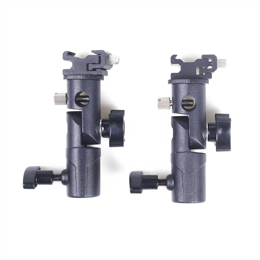 2pcs Universal E Type Metal Flash Bracket Flash Hot Shoe Detachable Rotating Lamp Bracket With 1/4" to 3/8" Screw Light Stand