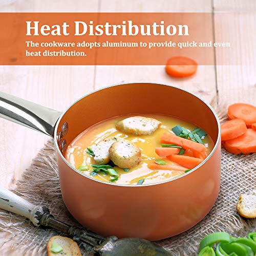 image for SHINEURI 1.5 qt. Saucepan, Mini Saute Pan with Lid - Cooking for Soup,