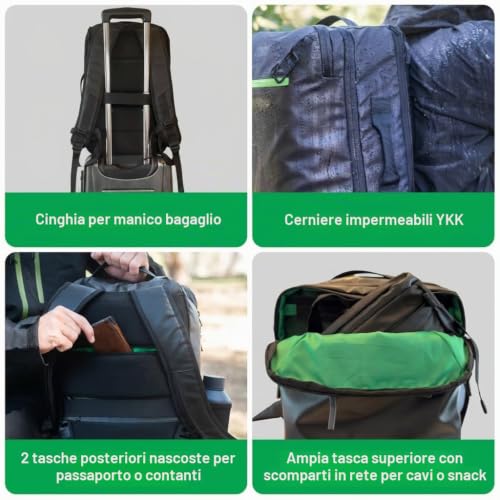 COR Surf The Island Hopper Travel Backpack - Ergonomic Cabin Approved Carry Backpack, Water Resistant Zippers, Secret Pockets, Laptop Compartment, Available in 28 or 40 Litres