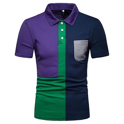 Aiserkly Beiläufige Mischungsfarbe der Art und Weisemänner Slim Fit Kurzarm Sporthemd Spitzenbluse