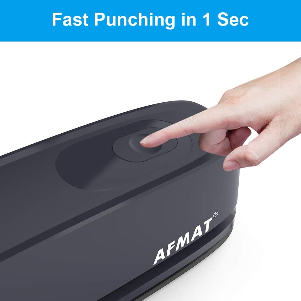 3 Hole Puncher for Paper, AFMAT Electric Hole Punch 3 Ring, 20-Sheet Paper Punch, AC or Battery Operated 3 Hole Puncher, Effortless Punching, Long Lasting Paper Punch for Office School Studio, Gray: Home Improvement