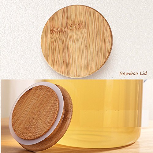 ONEISALL GYBL011 Heat Resistant Glass Teapot with Bamboo Lid Clear Glass Water Pitcher for Cold or Hot Water, Juice, Iced Tea, 33oz