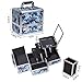 Joligrace Makeup Train Case Cosmetic Organizer Box Lockable with 3 Trays and a Brush Holder Pattern Collection (Marble)