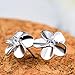 Eove Jewelry Women Sterling Silver Hawaiian Plumeria Flower Cubic Zirconia Stud Earrings