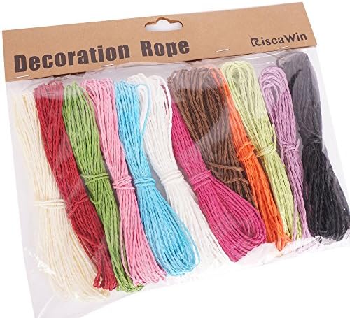 RiscaWin 11 Yard Rustic Jute Rope 12 Different Colors Twine Hemp String Cord (Paper)