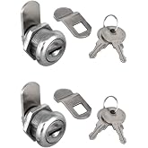 2Pcs Cabinet Cam Lock Keyed Alike Tool Box Locks 5/8" Cylinder for Truck Pickup Tool Box Vending Machine Drawer Tool box Mailbox ATM Locks Replacement