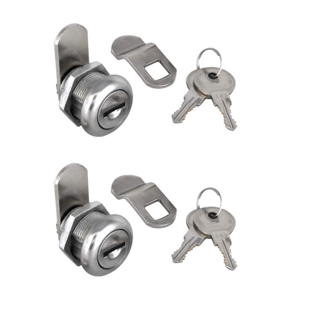 Photo 1 of 2Pcs Cabinet Cam Lock Keyed Alike Tool Box Locks 5/8" Cylinder for Truck Pickup Tool Box Vending Machine Drawer Mailbox ATM Locks Replacement