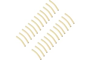 PH PandaHall 18K Gold Plated Noodle Beads 40pcs Curved Tube Beads Long Curved Bead Brass Tube Spacers Golden Barrel Bead for 