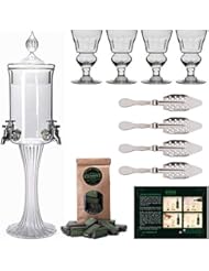 Absinthe Fountain Set Heure Verte | 1x Absinthe Fountain | 4x Absinthe Glasses | 4x Absinthe Spoons | 1x Absinthe Sugar Cubes | Drink Absinthe the traditional way!