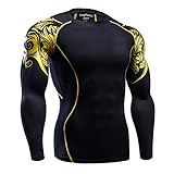 Funycell Men's Compression Long Sleeves Activewear Sports T shirt Golden Armor L