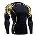 Funycell Men's Compression Long Sleeves Activewear Sports T shirt Golden Armor L