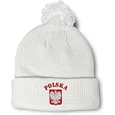 Custom Pom Pom Beanies for Women Poland Polska Seal Flag Krakow Warsaw Skull Cap Acrylic One Size