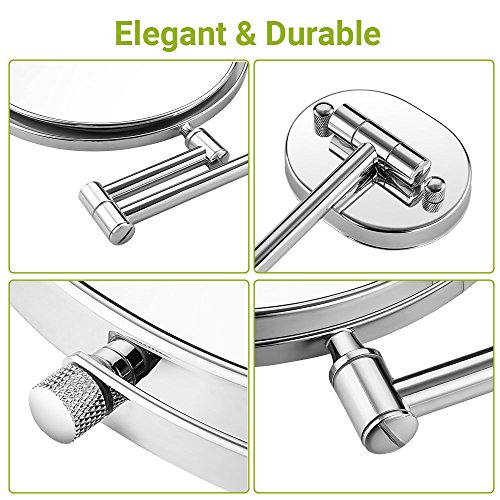 Cozzine Wall Mount Makeup Mirror, 10X Magnifying Two Side Vanity Extendable Bathroom Mirror, Chrom Finish (10X, Silver)