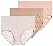 Jockey Women's Underwear Elance Breathe Brief - 3 Pack, Whisper Stripe/Sheer Peach/Light, 7