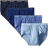 Calvin Klein Men's Underwear Cotton Classics 4 Pack Briefs, Blue Assorted, X-Large