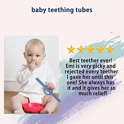 INTATIKOO Hollow Teething Tubes for Babies, Flexible Baby Teether Tubes