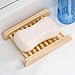 qsbai Natural Wood Soap Sponge Drain Storage Holder Tray Bathroom Kitchen Organizer - Wood Color