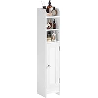 VASAGLE Small Bathroom Storage Corner Floor Cabinet with Door, 20 x 18 x 92 cm, Bathroom Organizer, Narrow Toilet Paper Stora