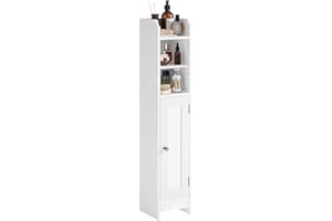 VASAGLE Small Bathroom Storage Corner Floor Cabinet with Door, 20 x 18 x 92 cm, Bathroom Organizer, Narrow Toilet Paper Stora
